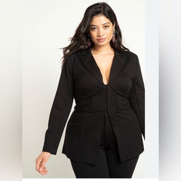 Eloquii Corset black peplum blazer sz 28 - Picture 3 of 12